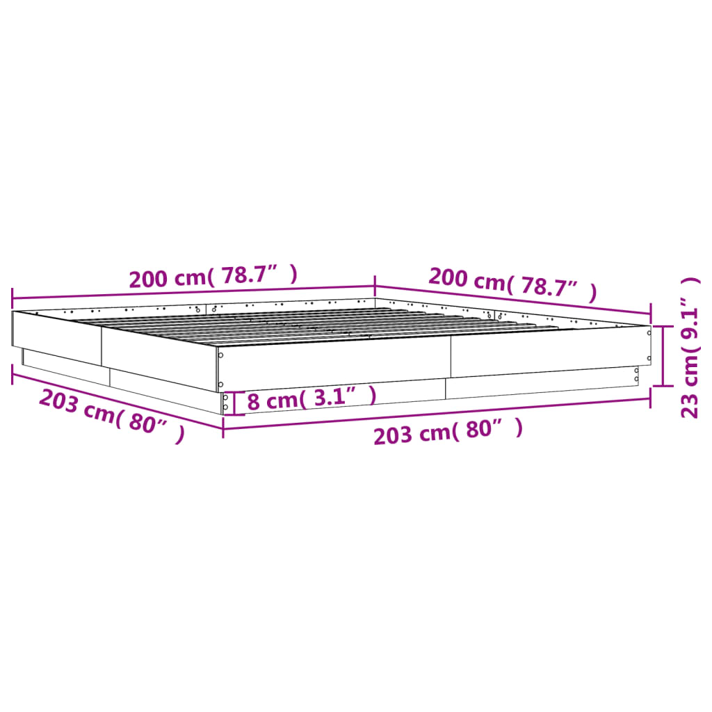 Bed Frame without Mattress White 200x200 cm