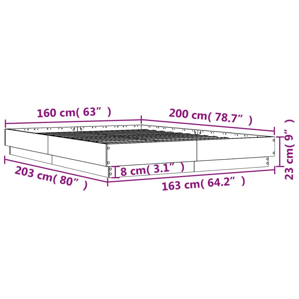 Bed Frame without Mattress White 160x200 cm