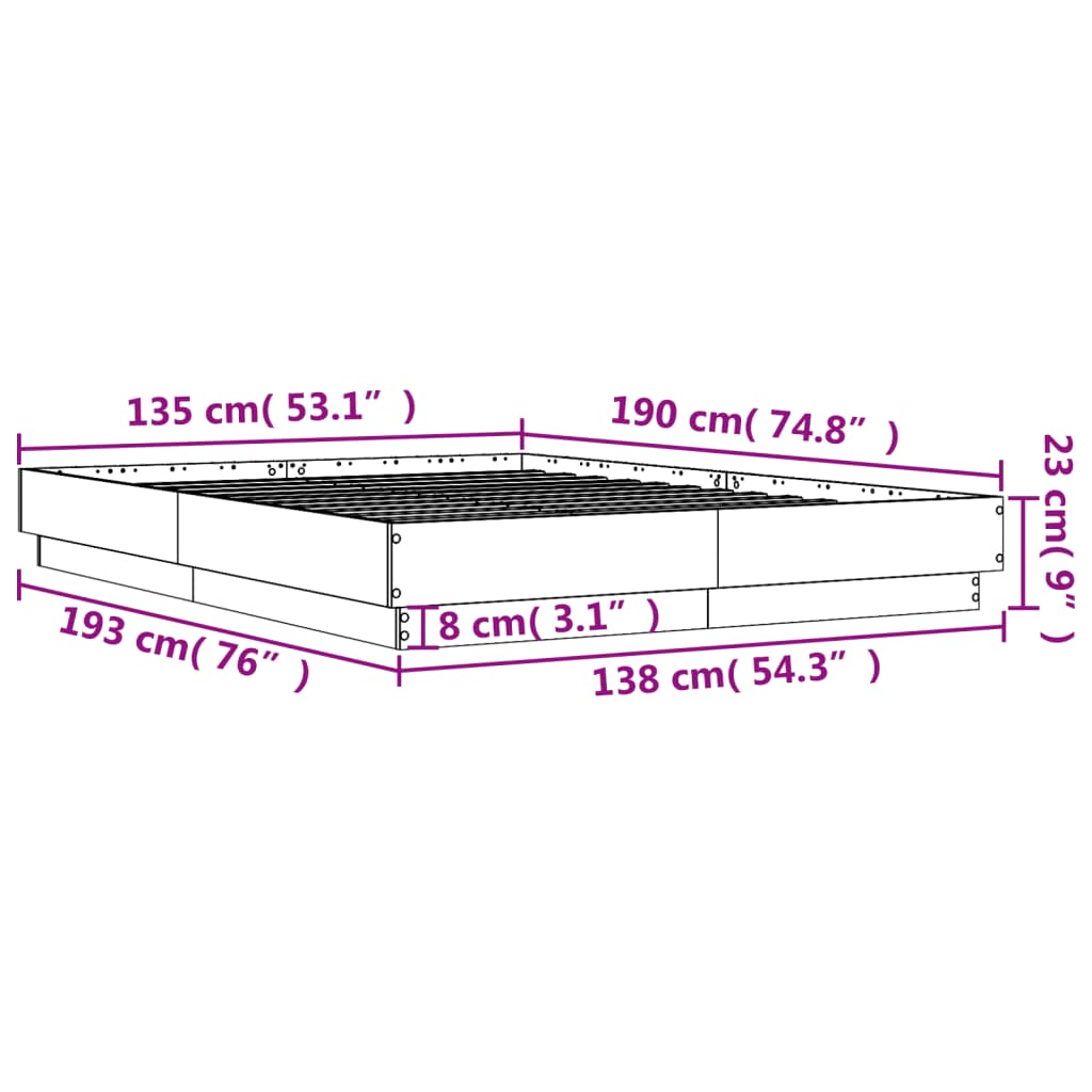 Bed Frame | Sonoma oak | Engineered wood | Double | Durable | Bed Frame