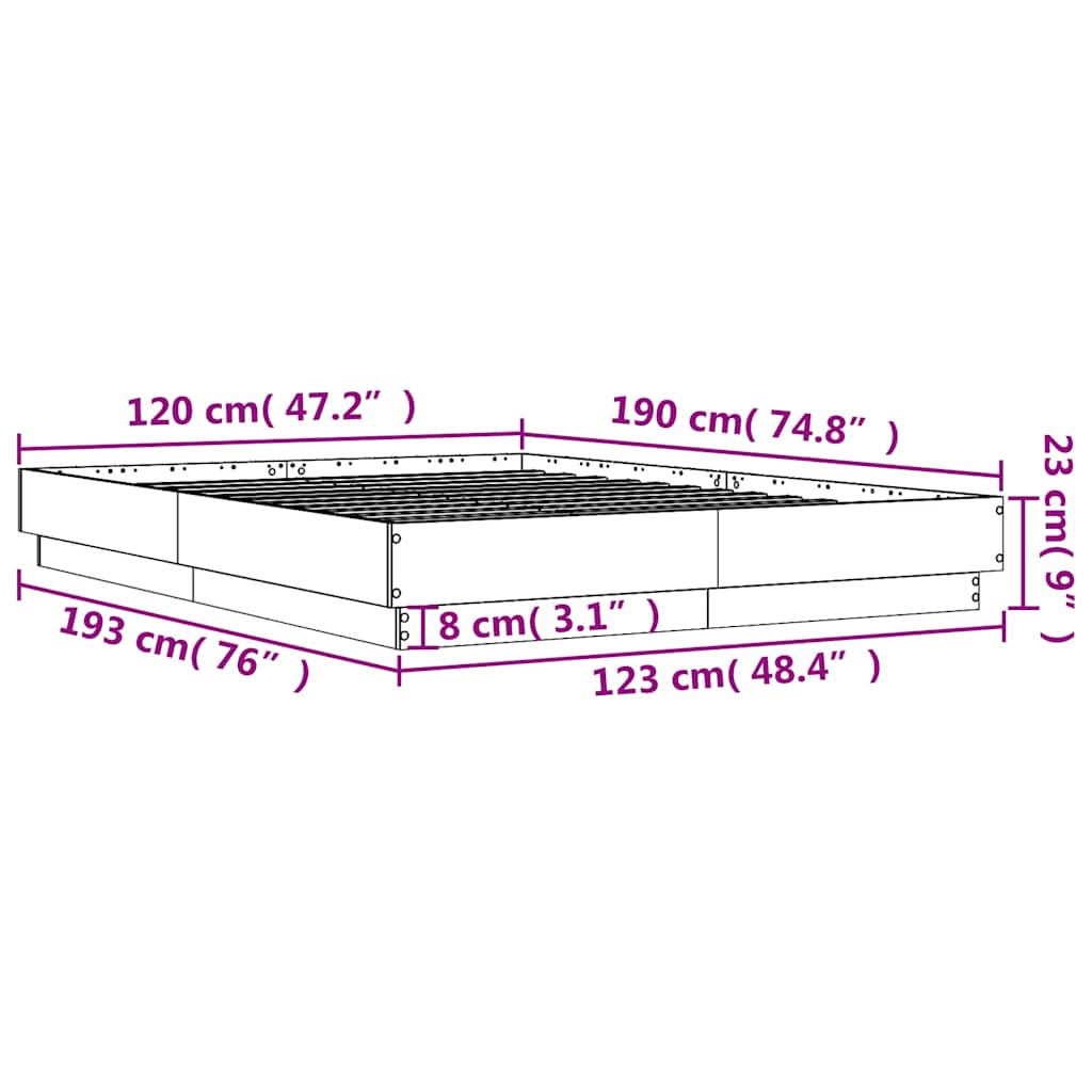 Bed Frame without Mattress White 120x190 cm