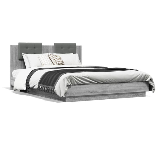 Bed Frame without Mattress Grey Sonoma 150x200 cm King Size Bed Frame without Mattress Grey Sonoma 150x200 cm King Size