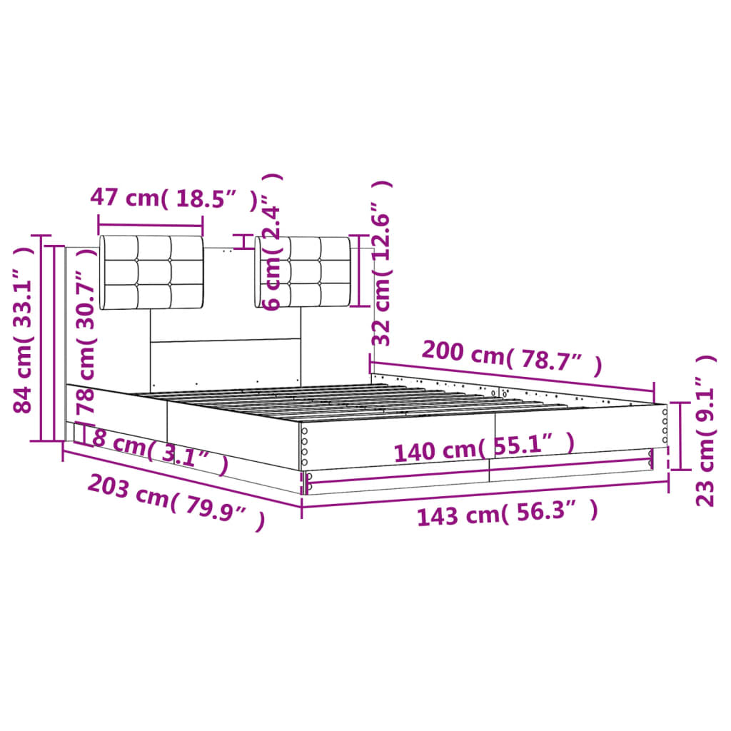 Bed Frame without Mattress White 140x200 cm
