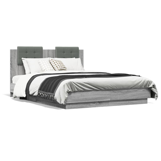 Bed Frame without Mattress Grey Sonoma 120x190 cm Small Double Bed Frame without Mattress Grey Sonoma 120x190 cm Small Double