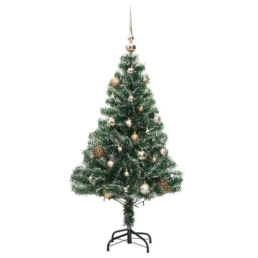 Artificial Christmas Tree 150 LEDs&Ball Set&Flocked Snow 150 cm Artificial Christmas Tree 150 LEDs&Ball Set&Flocked Snow 150 cm