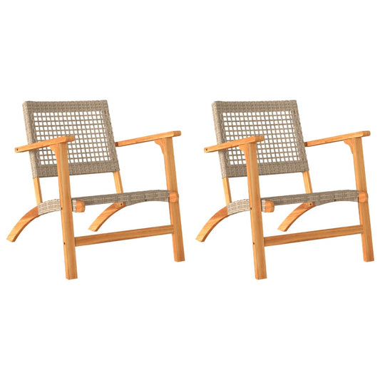 Garden Chairs 2 pcs Beige Poly Rattan and Acacia Wood Garden Chairs 2 pcs Beige Poly Rattan and Acacia Wood