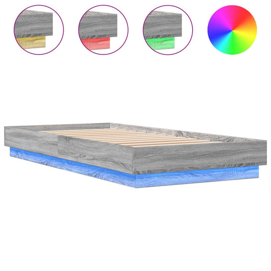 Bed Frame without Mattress with LED Lights Grey Sonoma 90x200 cm Bed Frame without Mattress with LED Lights Grey Sonoma 90x200 cm