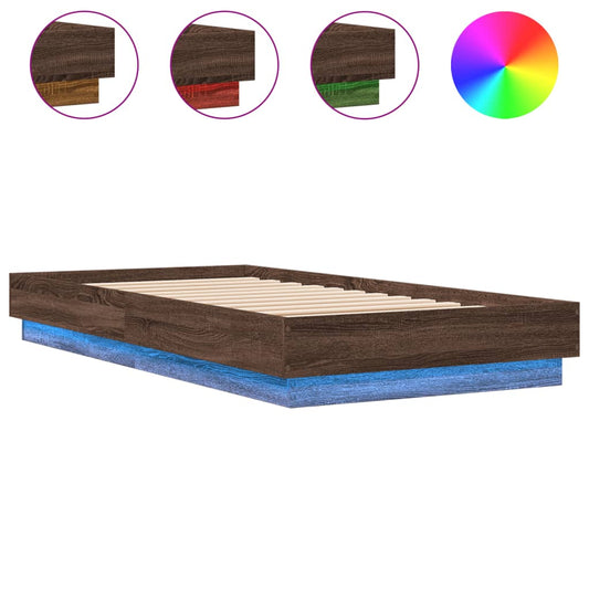 Bed Frame without Mattress with LED Lights Brown Oak 90x190 cm Bed Frame without Mattress with LED Lights Brown Oak 90x190 cm