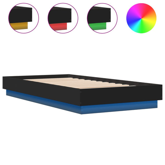 Bed Frame without Mattress with LED Lights Black 75x190 cm Bed Frame without Mattress with LED Lights Black 75x190 cm