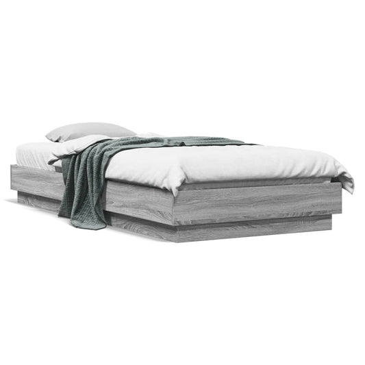 Bed Frame without Mattress Grey Sonoma 90x200cm Engineered Wood Bed Frame without Mattress Grey Sonoma 90x200cm Engineered Wood