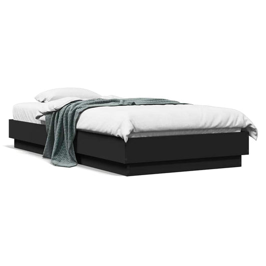 Bed Frame without Mattress Black 90x190 cm Single Engineered Wood Bed Frame without Mattress Black 90x190 cm Single Engineered Wood