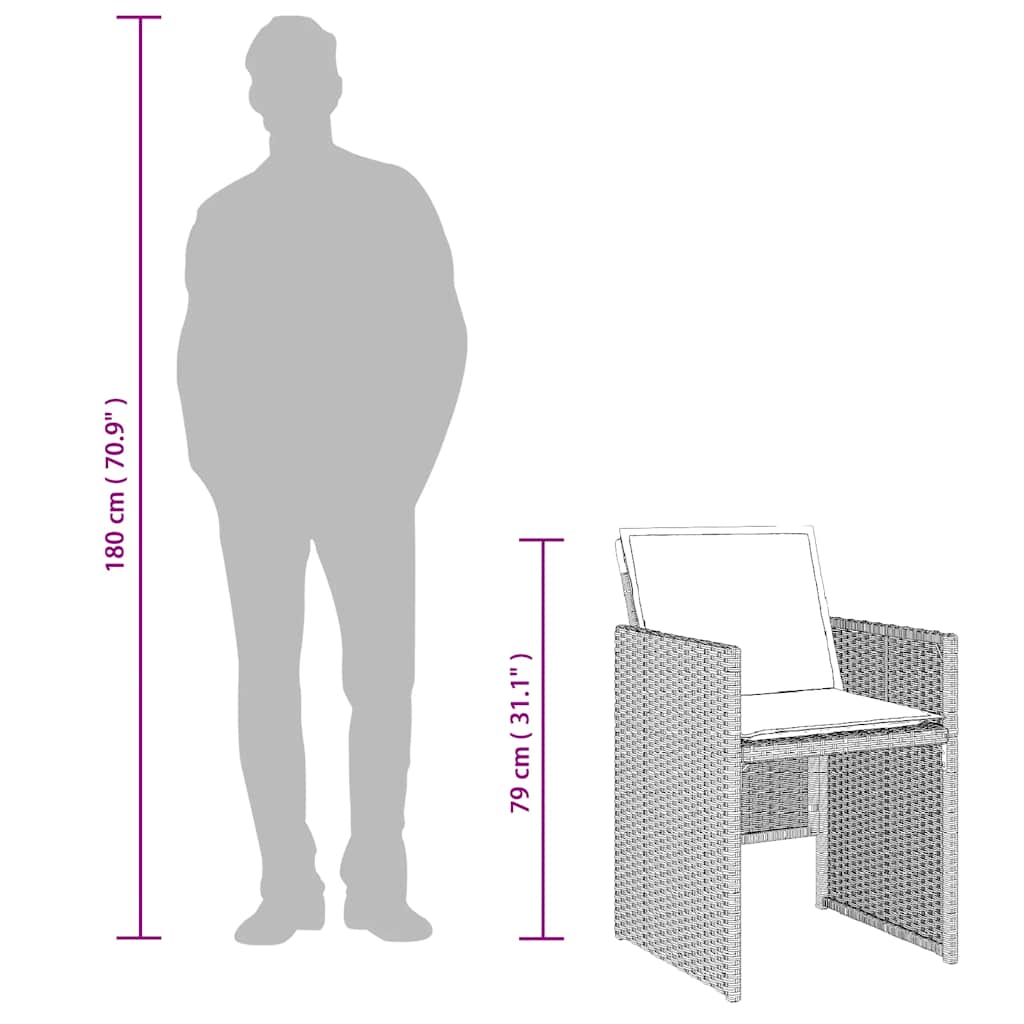 5 Piece Garden Dining Set with Cushions Light Grey Poly Rattan