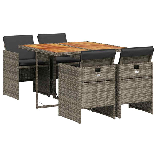 5 Piece Garden Dining Set with Cushions Grey Poly Rattan 5 Piece Garden Dining Set with Cushions Grey Poly Rattan