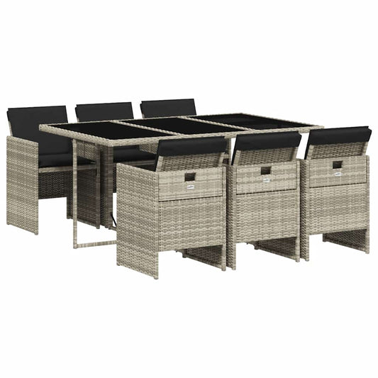 7 Piece Garden Dining Set with Cushions Light Grey Poly Rattan 7 Piece Garden Dining Set with Cushions Light Grey Poly Rattan