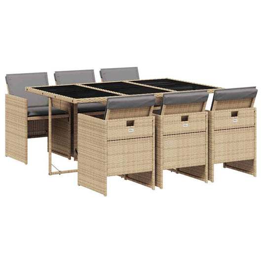 7 Piece Garden Dining Set with Cushions Mix Beige Poly Rattan 7 Piece Garden Dining Set with Cushions Mix Beige Poly Rattan