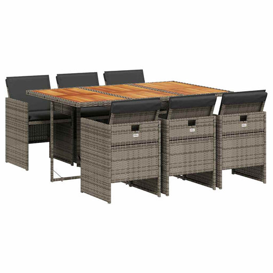 7 Piece Garden Dining Set with Cushions Grey Poly Rattan 7 Piece Garden Dining Set with Cushions Grey Poly Rattan