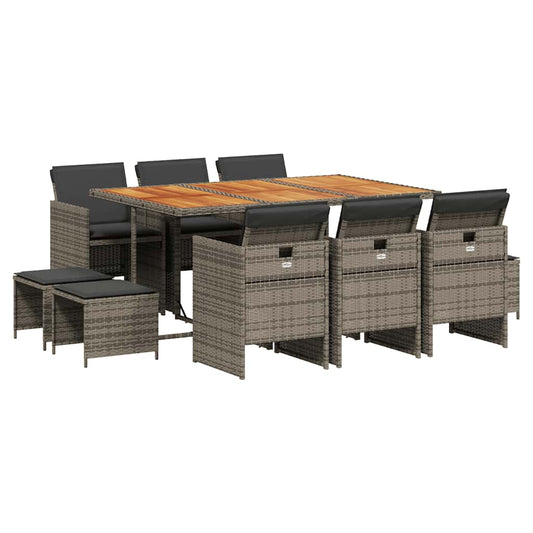 11 Piece Garden Dining Set with Cushions Grey Poly Rattan 11 Piece Garden Dining Set with Cushions Grey Poly Rattan