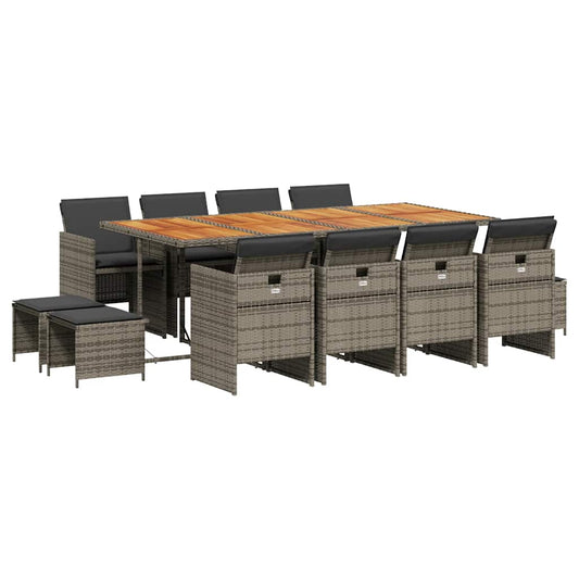 13 Piece Garden Dining Set with Cushions Grey Poly Rattan 13 Piece Garden Dining Set with Cushions Grey Poly Rattan