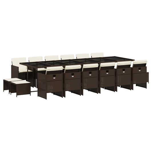 17 Piece Garden Dining Set with Cushions Brown Poly Rattan 17 Piece Garden Dining Set with Cushions Brown Poly Rattan