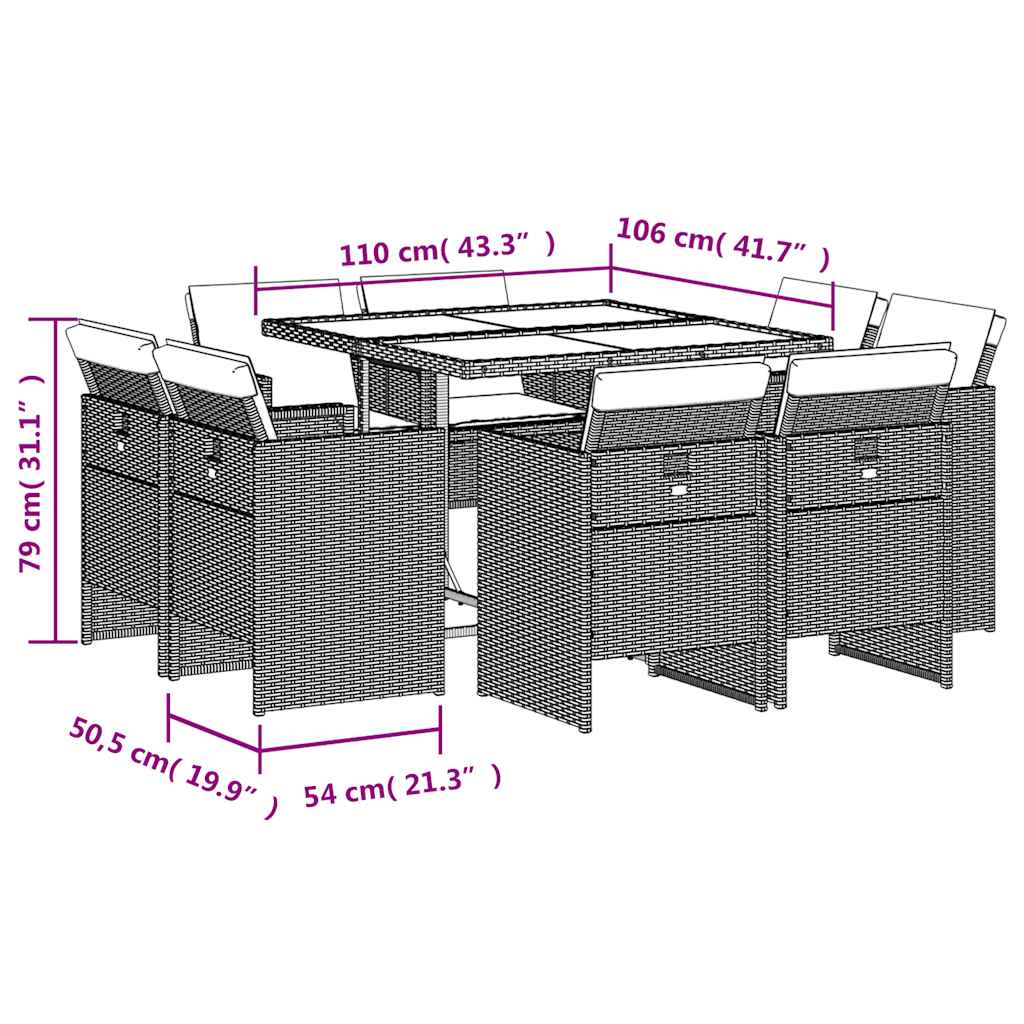 Garden Dining Set | Mix beige and black