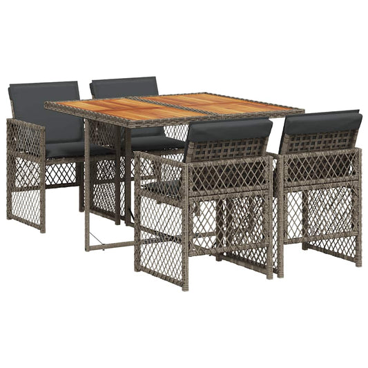 5 Piece Garden Dining Set with Cushions Grey Poly Rattan 5 Piece Garden Dining Set with Cushions Grey Poly Rattan