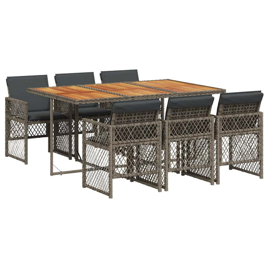 7 Piece Garden Dining Set with Cushions Grey Poly Rattan 7 Piece Garden Dining Set with Cushions Grey Poly Rattan