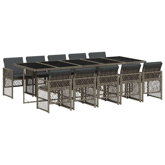 11 Piece Garden Dining Set with Cushions Grey Poly Rattan 11 Piece Garden Dining Set with Cushions Grey Poly Rattan