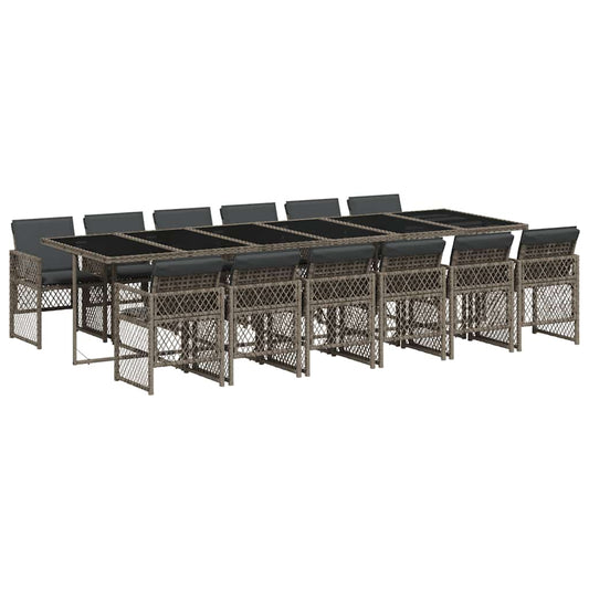 13 Piece Garden Dining Set with Cushions Grey Poly Rattan 13 Piece Garden Dining Set with Cushions Grey Poly Rattan
