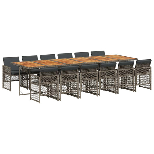 13 Piece Garden Dining Set with Cushions Grey Poly Rattan 13 Piece Garden Dining Set with Cushions Grey Poly Rattan