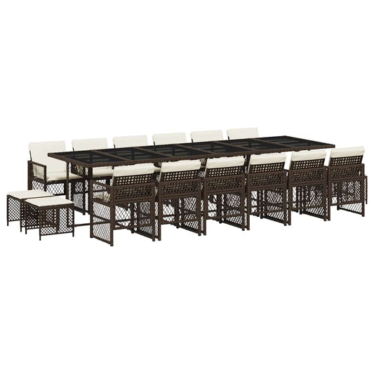 17 Piece Garden Dining Set with Cushions Brown Poly Rattan 17 Piece Garden Dining Set with Cushions Brown Poly Rattan