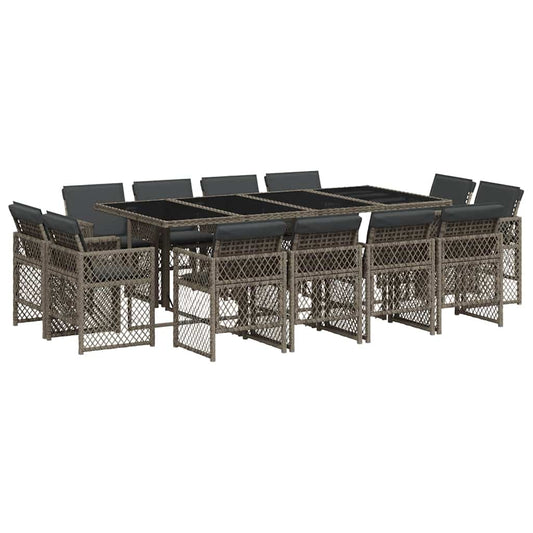 13 Piece Garden Dining Set with Cushions Grey Poly Rattan 13 Piece Garden Dining Set with Cushions Grey Poly Rattan