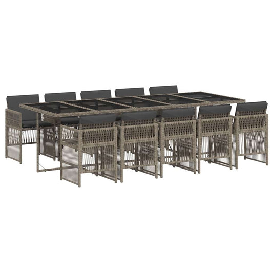 Garden Dining Set | Grey | PE rattan | 10-seater | Foldable Garden Dining Set | Grey | PE rattan | 10-seater | Foldable