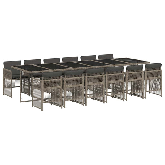 13 Piece Garden Dining Set with Cushions Grey Poly Rattan 13 Piece Garden Dining Set with Cushions Grey Poly Rattan