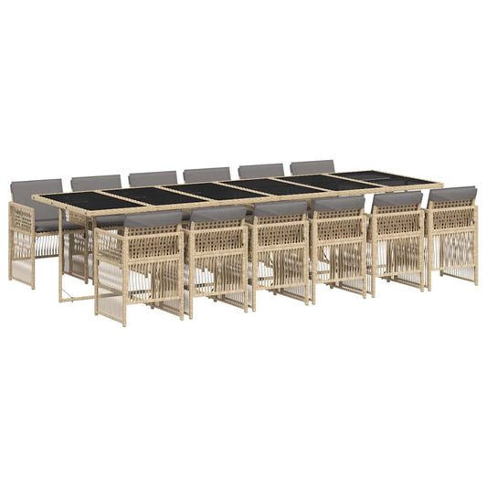 13 Piece Garden Dining Set with Cushions Mix Beige Poly Rattan 13 Piece Garden Dining Set with Cushions Mix Beige Poly Rattan