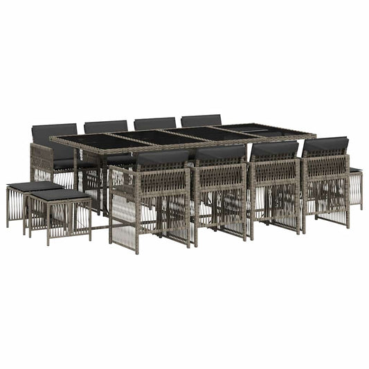 13 Piece Garden Dining Set with Cushions Grey Poly Rattan 13 Piece Garden Dining Set with Cushions Grey Poly Rattan