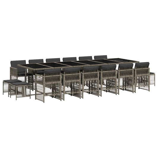 17 Piece Garden Dining Set with Cushions Grey Poly Rattan 17 Piece Garden Dining Set with Cushions Grey Poly Rattan