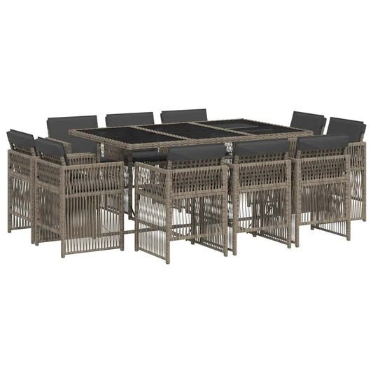 11 Piece Garden Dining Set with Cushions Grey Poly Rattan 11 Piece Garden Dining Set with Cushions Grey Poly Rattan