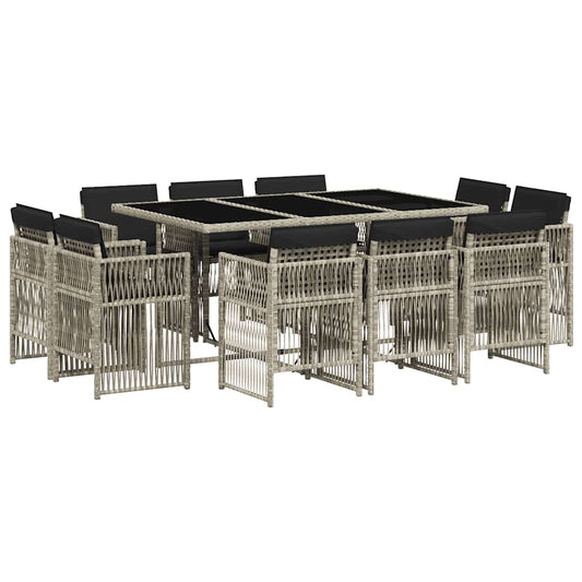 11 Piece Garden Dining Set with Cushions Light Grey Poly Rattan 11 Piece Garden Dining Set with Cushions Light Grey Poly Rattan