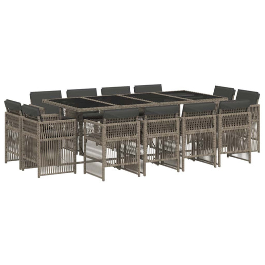 13 Piece Garden Dining Set with Cushions Grey Poly Rattan 13 Piece Garden Dining Set with Cushions Grey Poly Rattan