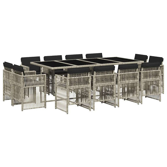 13 Piece Garden Dining Set with Cushions Light Grey Poly Rattan 13 Piece Garden Dining Set with Cushions Light Grey Poly Rattan