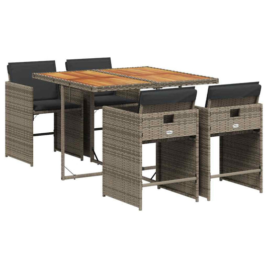 Garden Dining Set | Grey | Poly Rattan | Medium | Collapsible Garden Dining Set | Grey | Poly Rattan | Medium | Collapsible