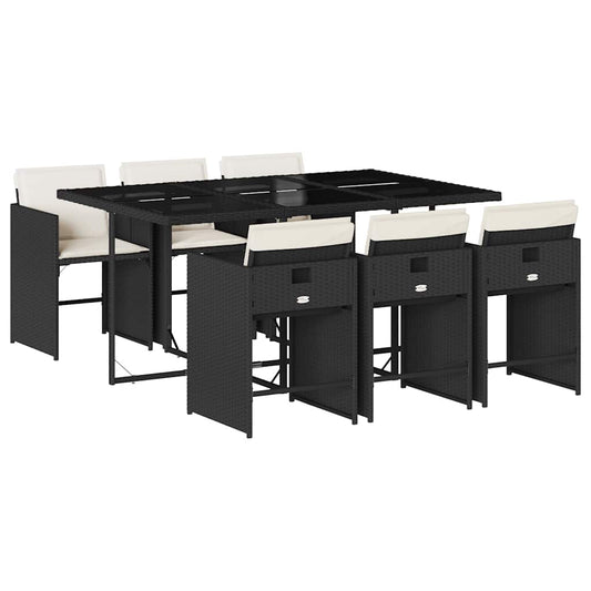 Garden Dining Set | Black | PE rattan | 7 Piece Set | Foldable Garden Dining Set | Black | PE rattan | 7 Piece Set | Foldable