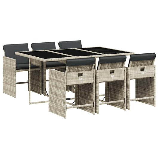 7 Piece Garden Dining Set with Cushions Light Grey Poly Rattan 7 Piece Garden Dining Set with Cushions Light Grey Poly Rattan