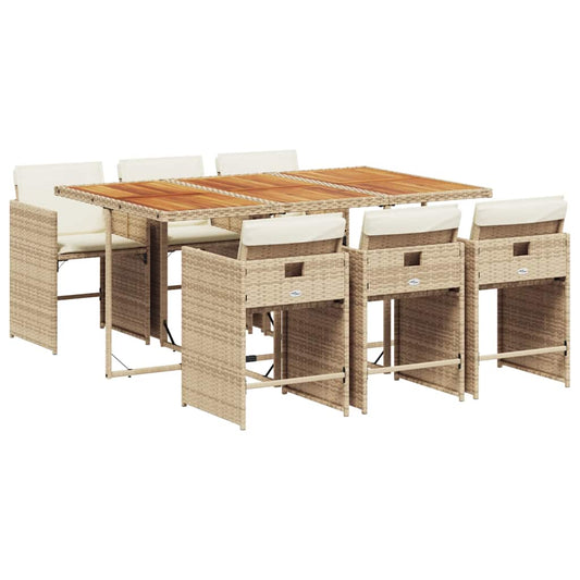 7 Piece Garden Dining Set with Cushions Beige Poly Rattan 7 Piece Garden Dining Set with Cushions Beige Poly Rattan