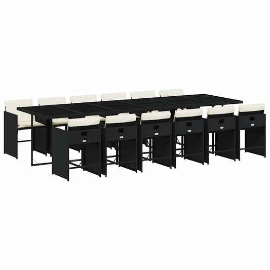 Garden Dining Set | Black, Cream White | PE rattan | 12-seater Garden Dining Set | Black, Cream White | PE rattan | 12-seater