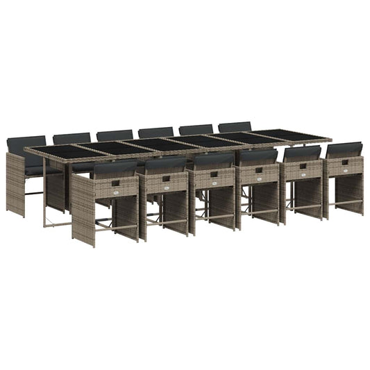 Garden Dining Set | Grey | PE rattan | Large 12-seater | Foldable Garden Dining Set | Grey | PE rattan | Large 12-seater | Foldable