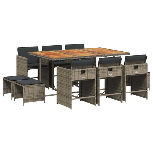 11 Piece Garden Dining Set with Cushions Grey Poly Rattan 11 Piece Garden Dining Set with Cushions Grey Poly Rattan