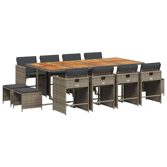13 Piece Garden Dining Set with Cushions Grey Poly Rattan 13 Piece Garden Dining Set with Cushions Grey Poly Rattan
