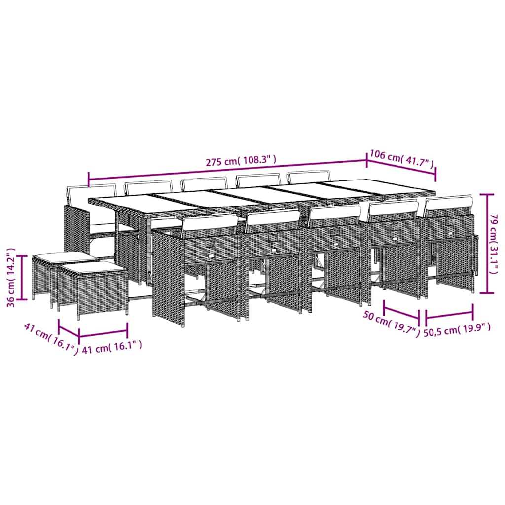 Garden Dining Set | Grey, Dark Grey