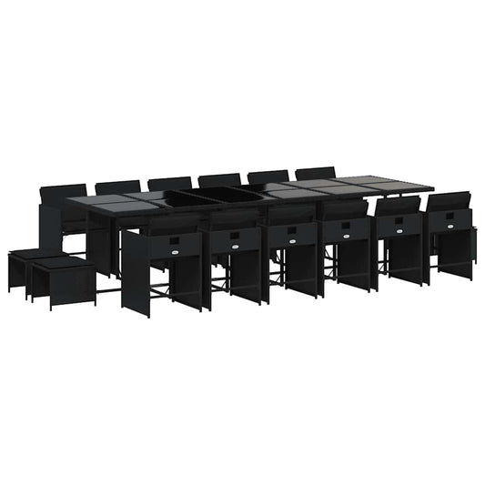 17 Piece Garden Dining Set with Cushions Black Poly Rattan 17 Piece Garden Dining Set with Cushions Black Poly Rattan