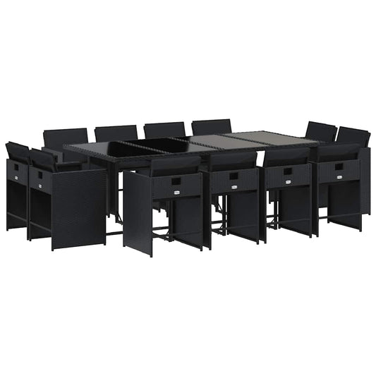Garden Dining Set | Black | PE rattan | Large | Foldable Garden Dining Set | Black | PE rattan | Large | Foldable